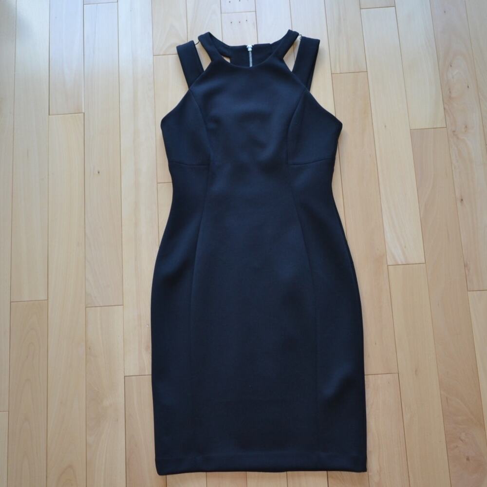 Calvin Klein Sleeveless Bodycon Midi Cocktail Dress Black Size 6